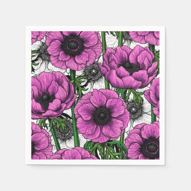 Pink anemone garden napkins (Front)