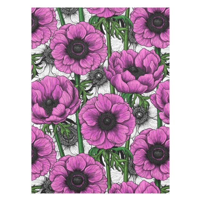 Pink anemone garden tablecloth (Front)