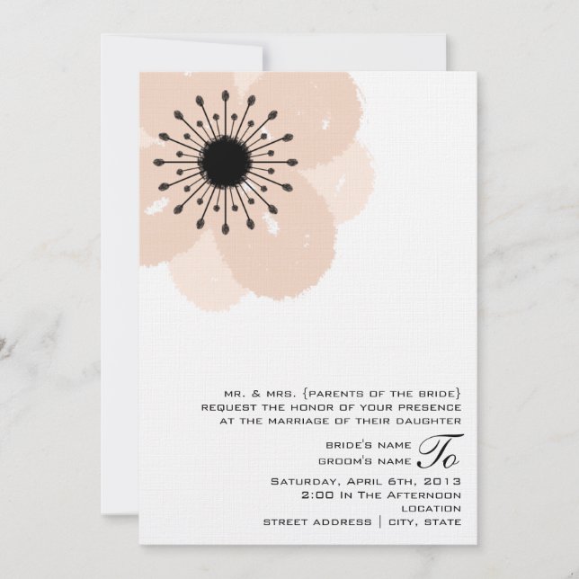 Pink Anemone Wedding Invite: From Parents Of Bride Invitation (Front)