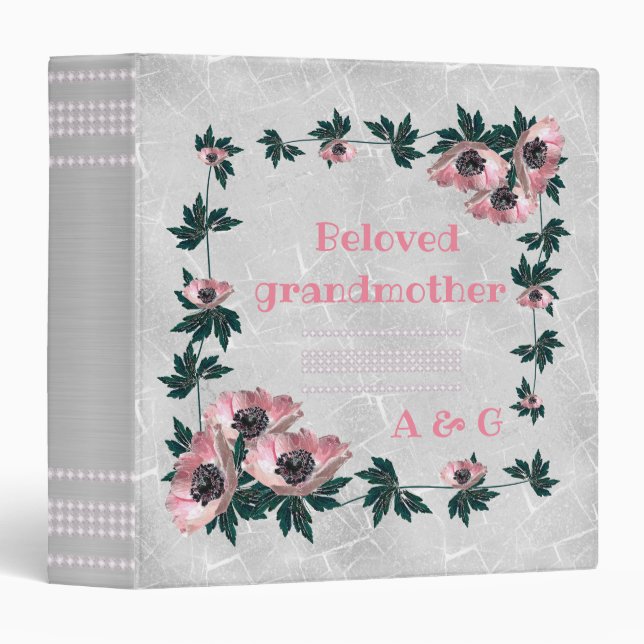 Pink anemones 3 ring binder (Front/Spine)