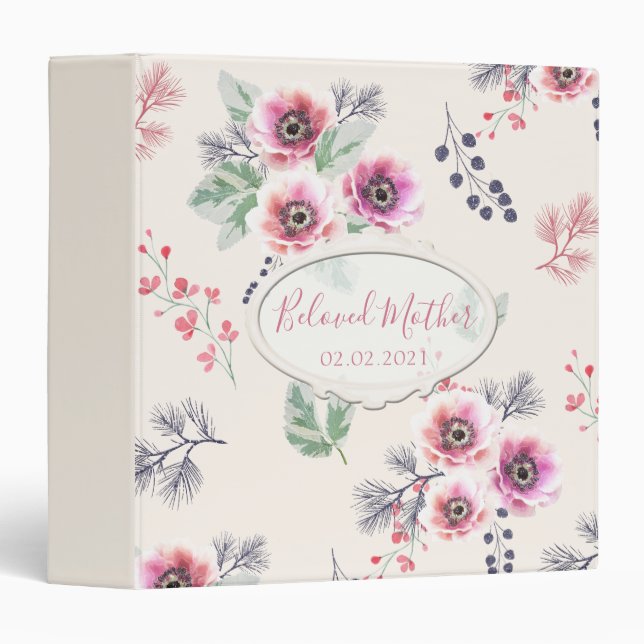 Pink anemones, delicate bouquet 3 ring binder (Front/Spine)