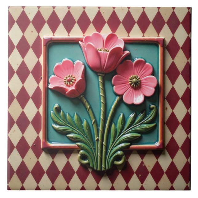 Pink Anemones of Argyle Ceramic Tile (Front)