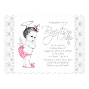 girls angel baptism christening invitations zazzle