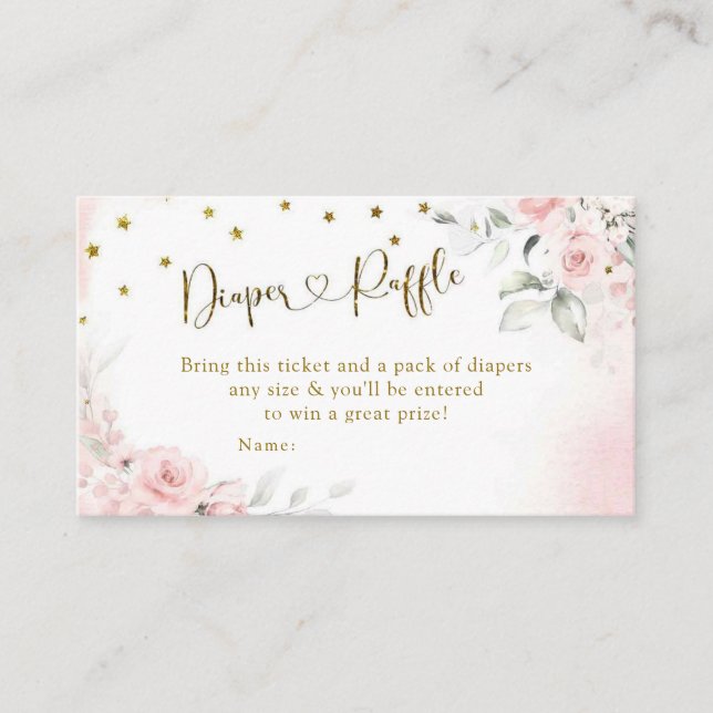 Pink Angel Baby Heaven Sent Diaper Raffle Enclosure Card (Front)