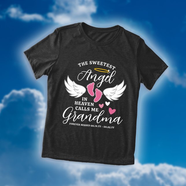 Pink Angel Calls Me Grandma Loss of Granddaughter Tri-Blend Shirt (Creator Uploaded)