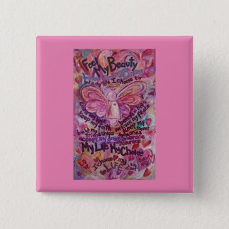 Pink Angel Cancer Poem Art Custom Button Pins