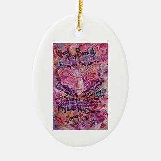 Pink Angel Cancer Poem Art Custom Gift Ornament