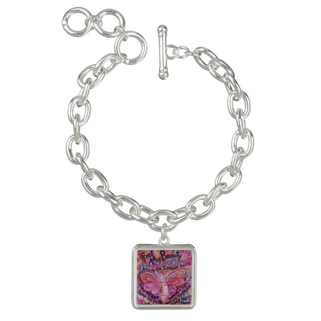 Pink Angel Cancer Poem Art Jewelry Charm Bracelet (Product)