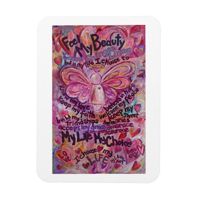 Pink Angel Cancer Poem Art Magnet (Vertical)
