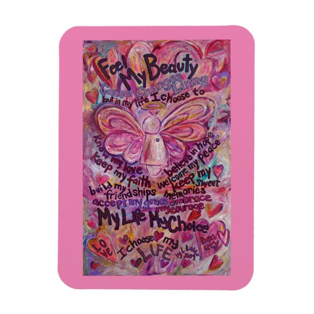 Pink Angel Cancer Poem Art Magnets (Vertical)