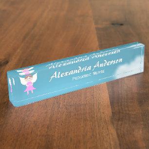 Pink Angel Desk Nameplate