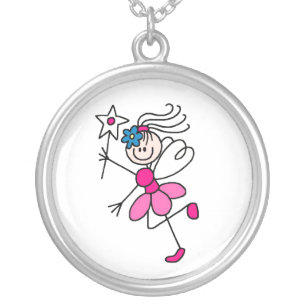 Pink Angel Fairy with Wand Necklace