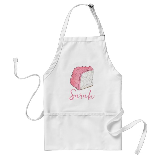 Pink Angel Food Cake Slice Baking Personalized Adult Apron (Front)