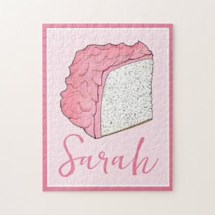 Pink Angel Food Cake Slice Baking Personalized Jigsaw Puzzle