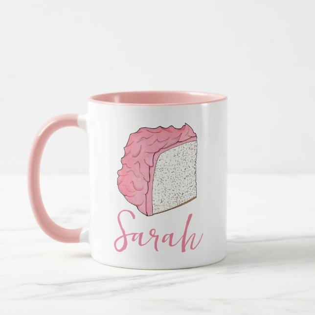 Pink Angel Food Cake Slice Baking Personalized Mug (Left)