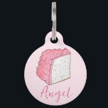 Pink Angel Food Cake Slice Baking Personalized Pet ID Tag<br><div class="desc">Design feature an original marker illustration of a delicious slice of angel food cake. Slathered in pink strawberry frosting, this light vanilla sponge cake is a popular American dessert. Great for a baker, pastry chef, foodie, or anyone with a sweet tooth. Just personalize with your information. This angelfood cake design...</div>