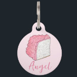 Pink Angel Food Cake Slice Baking Personalized Pet ID Tag<br><div class="desc">Design feature an original marker illustration of a delicious slice of angel food cake. Slathered in pink strawberry frosting, this light vanilla sponge cake is a popular American dessert. Great for a baker, pastry chef, foodie, or anyone with a sweet tooth. Just personalize with your information. This angelfood cake design...</div>