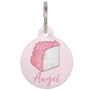 Pink Angel Food Cake Slice Baking Personalized Pet ID Tag