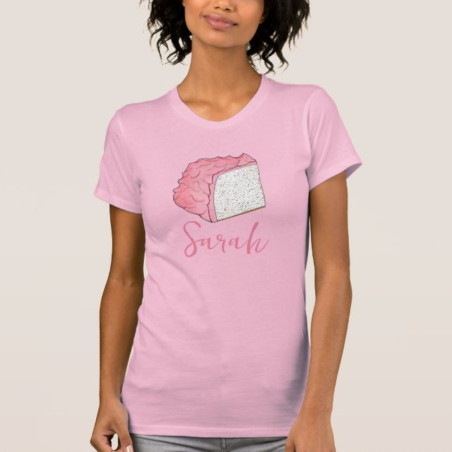 Pink Angel Food Cake Slice Baking Personalized T-Shirt (Front)