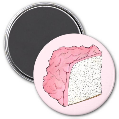 Pink Angel Food Cake Slice Baking Retro Dessert Magnet