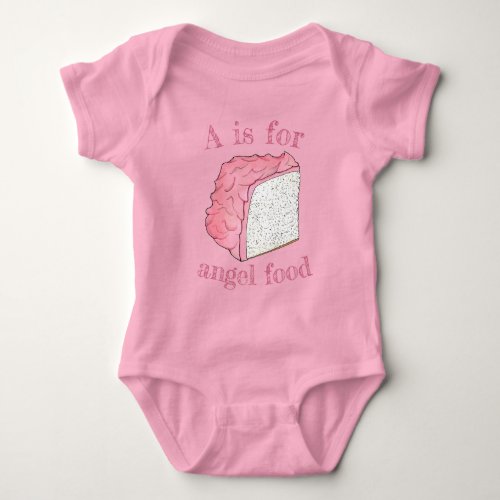 Pink Angel Food Sponge Cake Slice Baking Foodie Baby Bodysuit