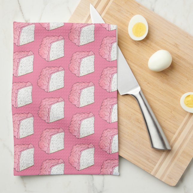 Pink Angel Food Sponge Cake Slice Baking Foodie Kitchen Towel (Quarter Fold)