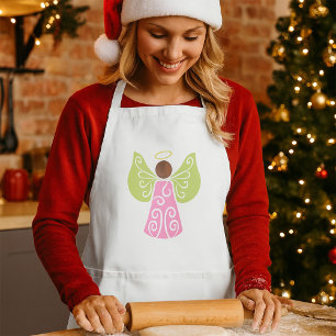 Pink Angel Green Swirl Wings Spiritual Decorative  Adult Apron