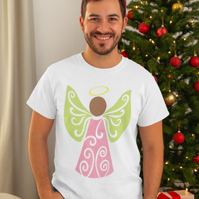 Pink Angel Green Swirl Wings Spiritual Decorative  T-Shirt (Creator Uploaded)