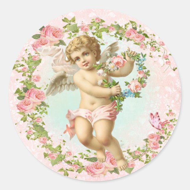 Pink Angel Sticker Rose Flame (Front)