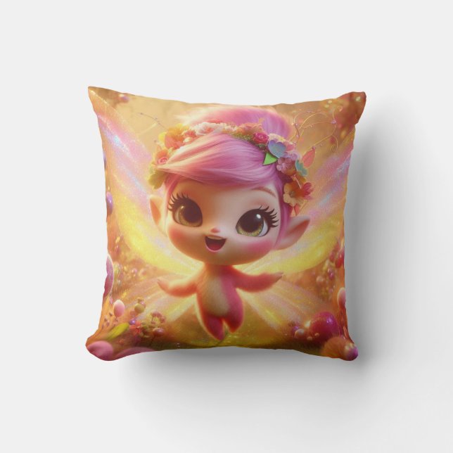 Pink Angel  Throw Pillow (Front)