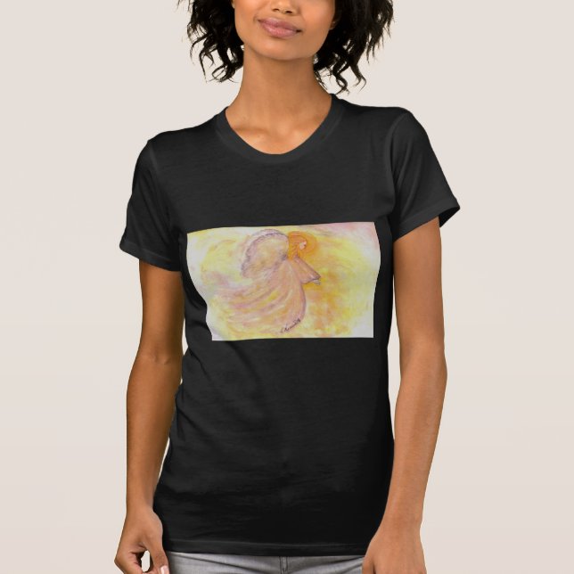 Pink Angel Watercolor Painting T-Shirt (Front)