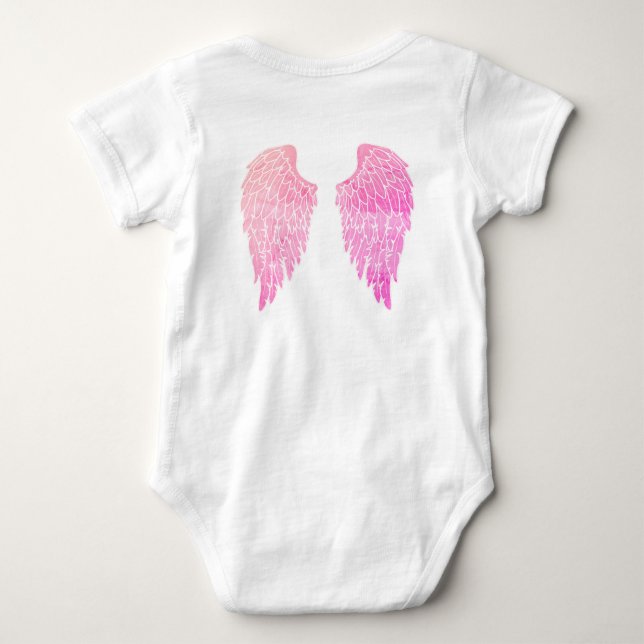 Pink Angel Wings Baby Bodysuit (Back)