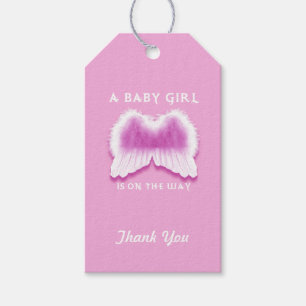 Pink Angel Wings Baby Shower Gift Tags