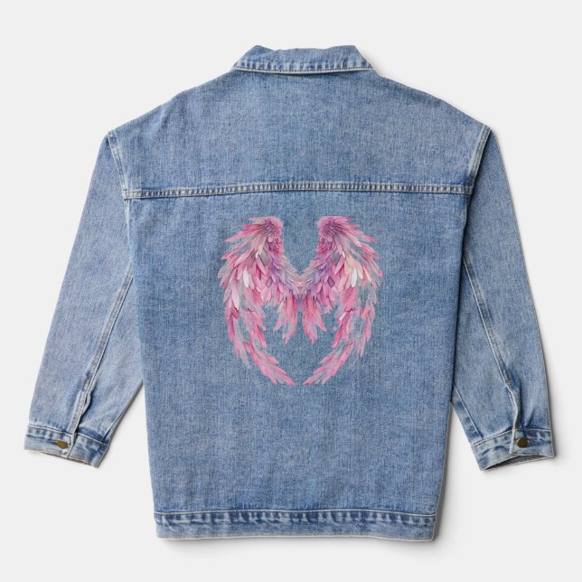Pink Angel Wings Denim Jean Jacket (Back)