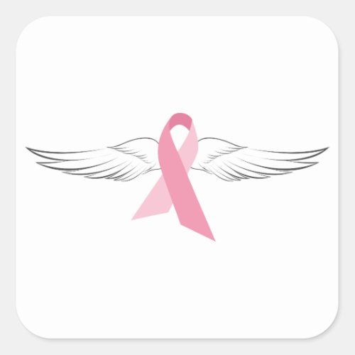 Pink Angel Wings Square Sticker