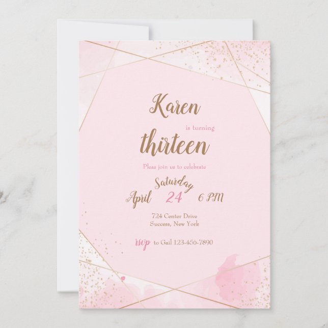 Pink Angles Birthday Party Invitations (Front)