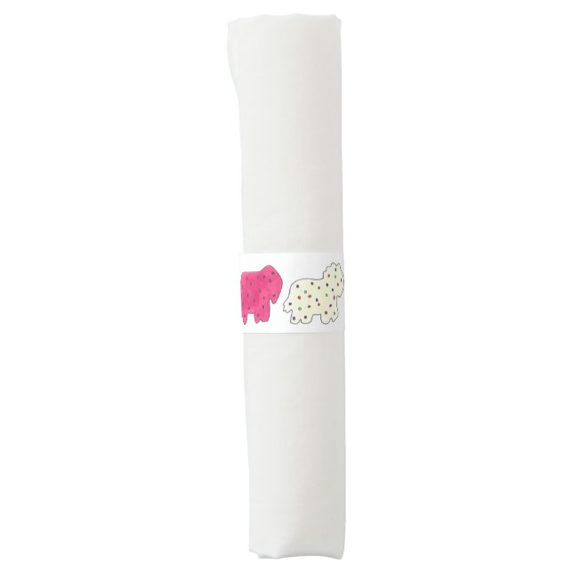 Pink Animal Crackers Cookies Circus Birthday Party Napkin Bands (Front)