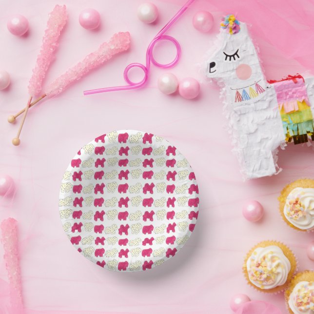 Pink Animal Crackers Cookies Circus Birthday Party Paper Bowls (Party)