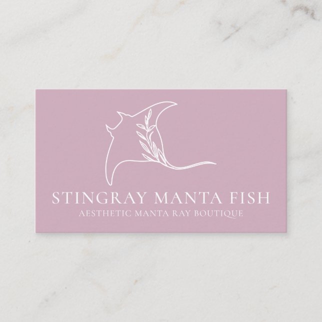 pink Animal Fish manta ray stingray Business Card (Front)