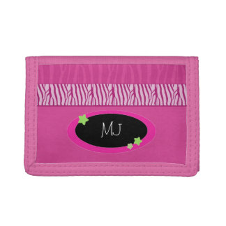 Pink Animal Pattern with Initials Trifold Wallet