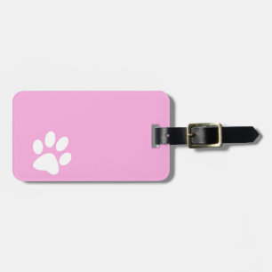 pink animal pet paw print luggage tag