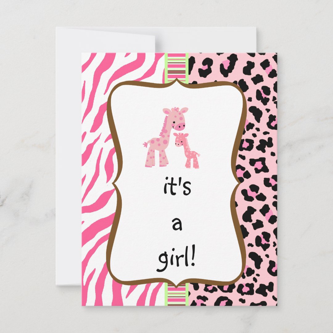 pink animal print baby shower invitation Zazzle