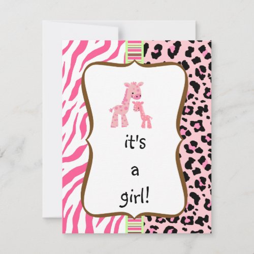 pink animal print baby shower invitation