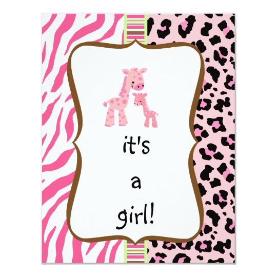 pink animal print baby shower invitation | Zazzle.com