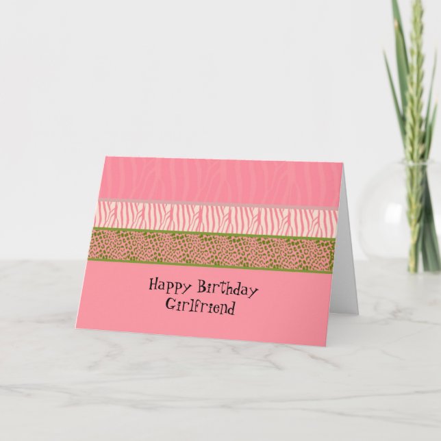 Pink Animal Print Birthday Card (Front)