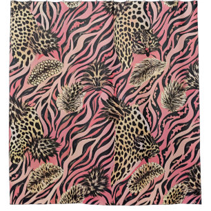 Pink Animal Print Fusion - Seamless Pattern Shower Curtain