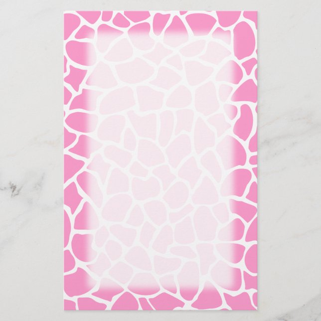 Pink Animal Print Giraffe Pattern Stationery (Front)
