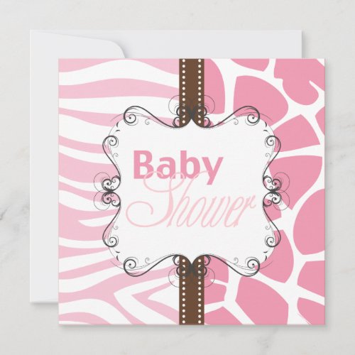 Pink Animal Print Custom Invitation