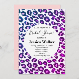 pink animal print, Leopard ,cheetah bridal shower Invitation