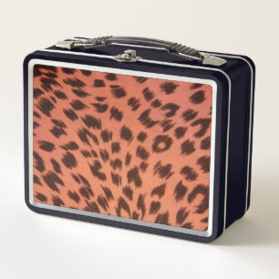PINK ANIMAL PRINT METAL LUNCH BOX